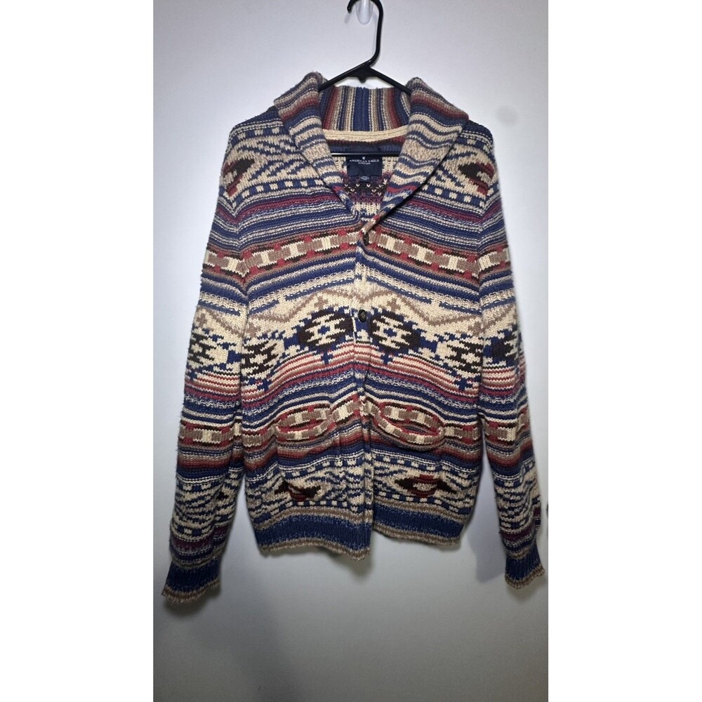 American Eagle Southwestern Aztec Shawl Collar Cardigan Ranch Sweater Medium